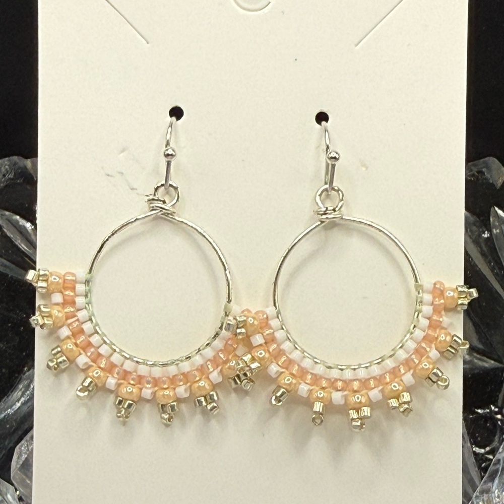 Seed bead hoop earrings on fish hoops very pretty color